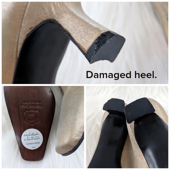 VTG Stuart Weitzman | Leah Gold Fabric Upper Pump - Picture 7 of 8